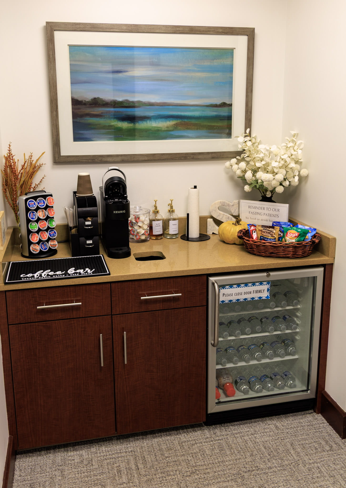 Lobby area with chairs at Wheaton Oral Surgery in Naperville, IL